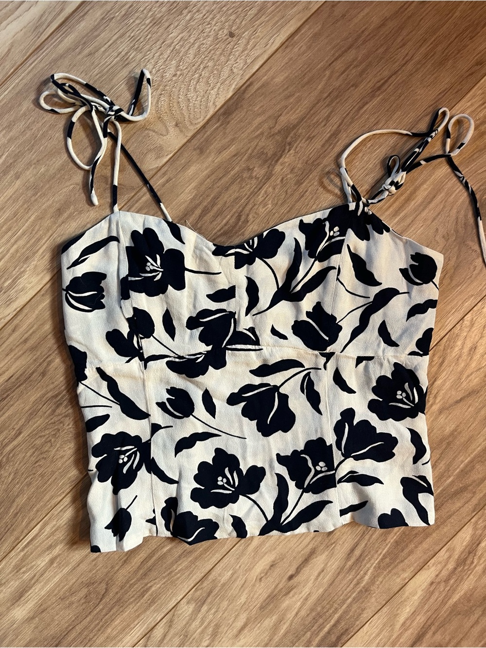 Adorable tropical navy and white tie crop top